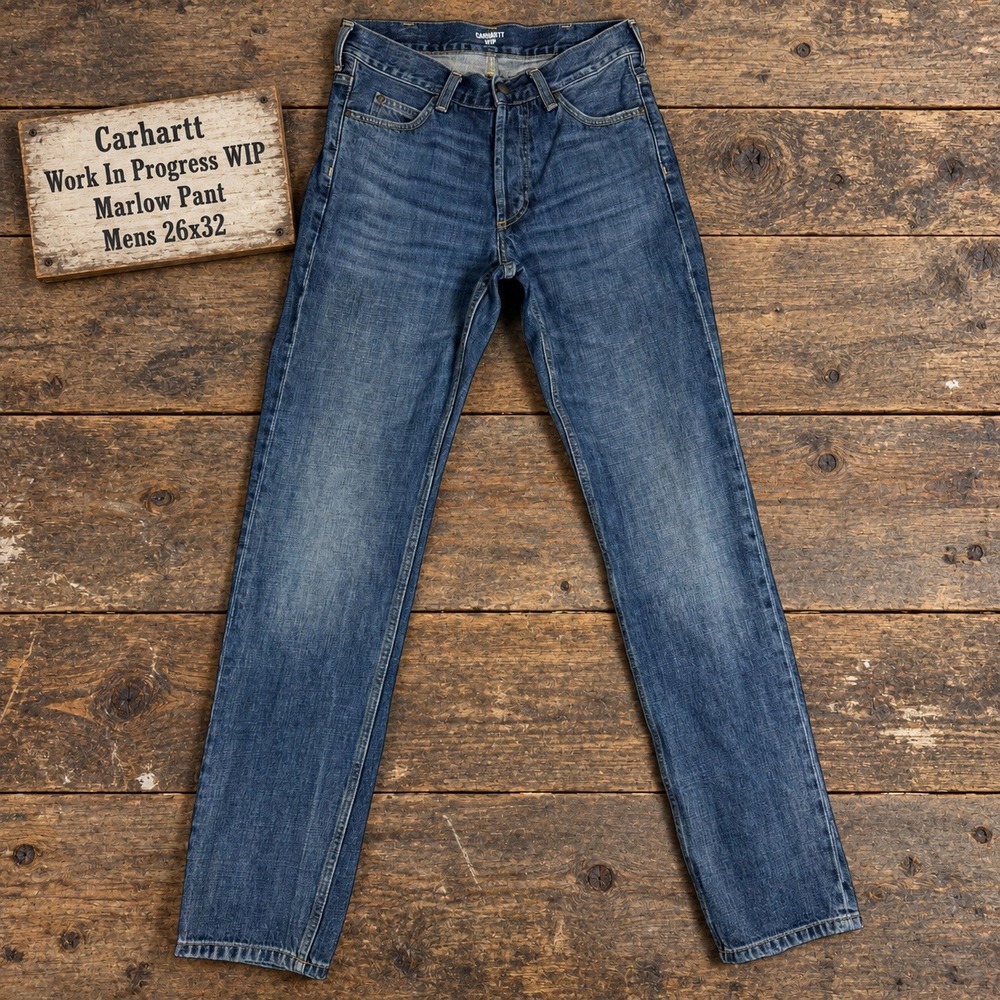 Carhartt WIP Marlow Pant Mens 26x32 Medium Wash Blue Straight Leg Denim Jeans